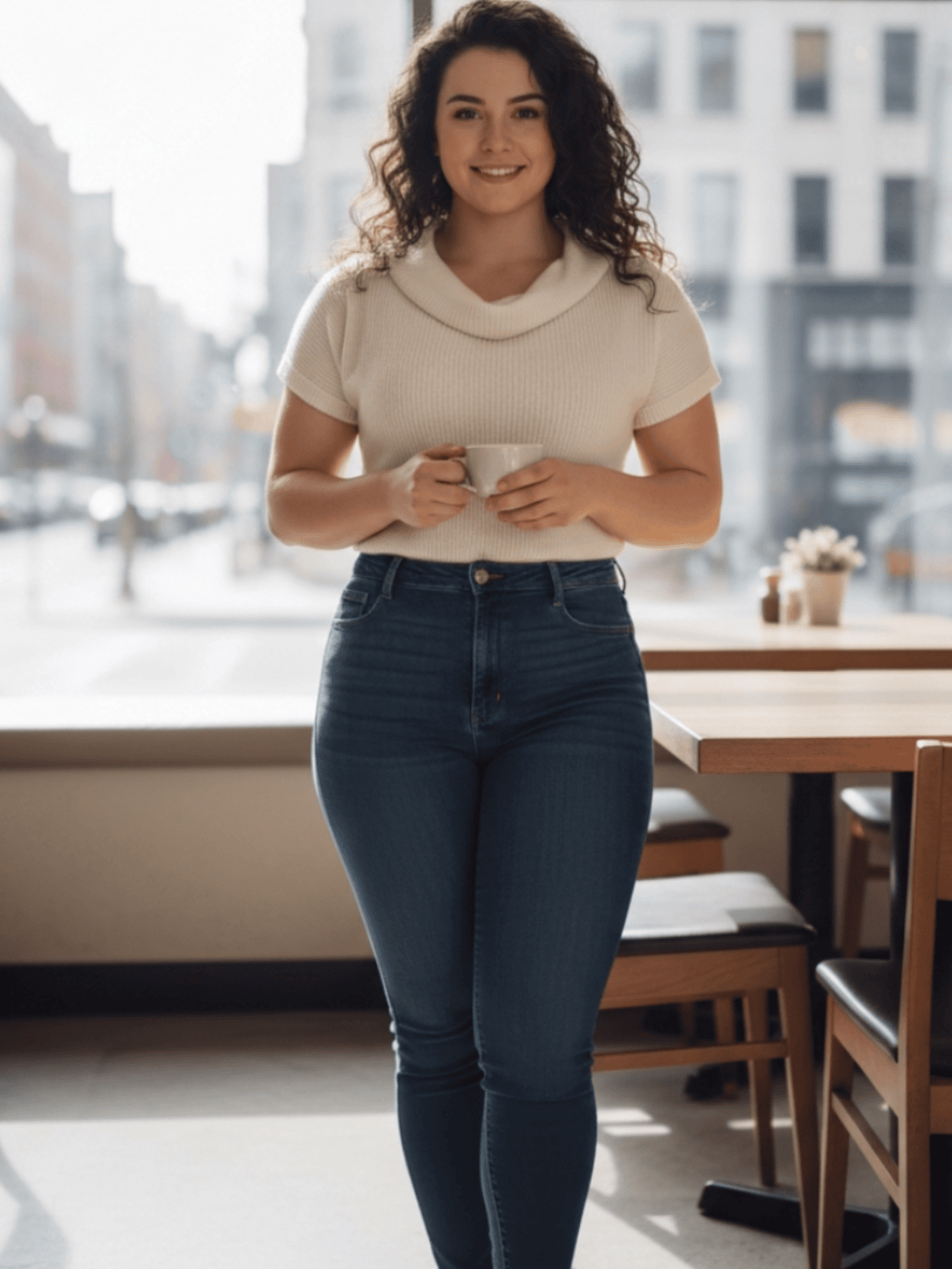 User selfie before generating an AI virtual try-on result